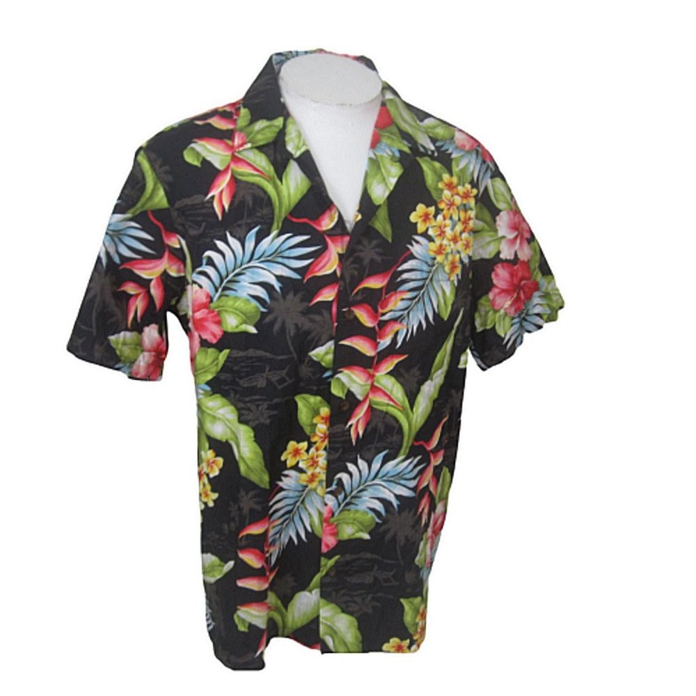 RJC Men Hawaiian camp shirt p2p 25 XL aloha luau tropical floral vintage flashy